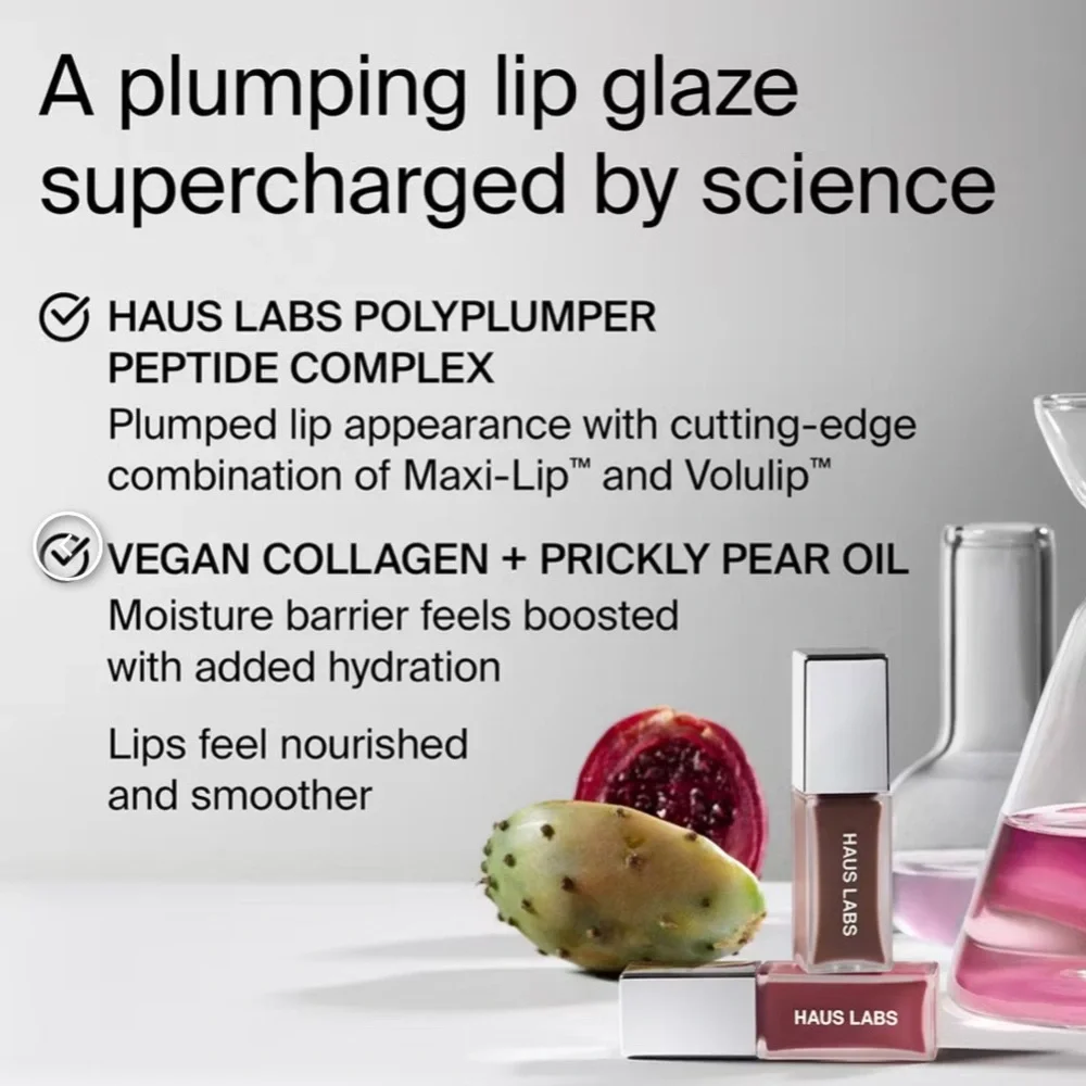Haus Labs PHD HYBRID LIP GLAZE in Guava: soft warm pink; plumps lips in 2 weeks